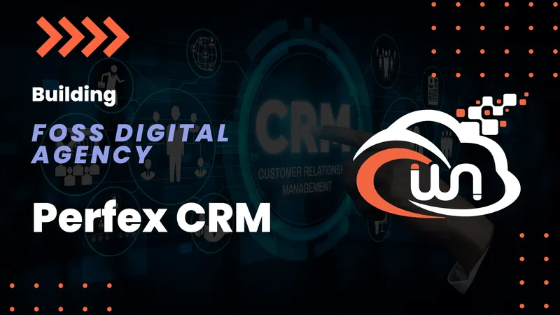 Perfex CRM self-hosted dashboard running on a CyberPanel-managed VPS for a small agency, showing client, invoice, and project modules